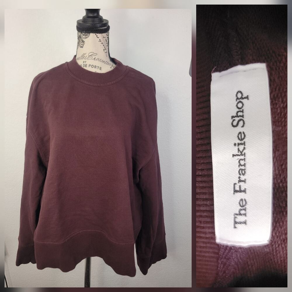 The Frankie Shop SZ L Talia Sweatshirt Wide Sleeve Sweater Burgundy Brown